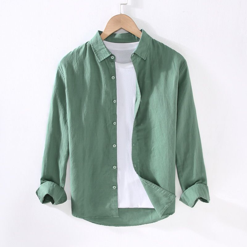 Camisa Verde Botones - Manga Larga Cañamo - Ecotiltex
